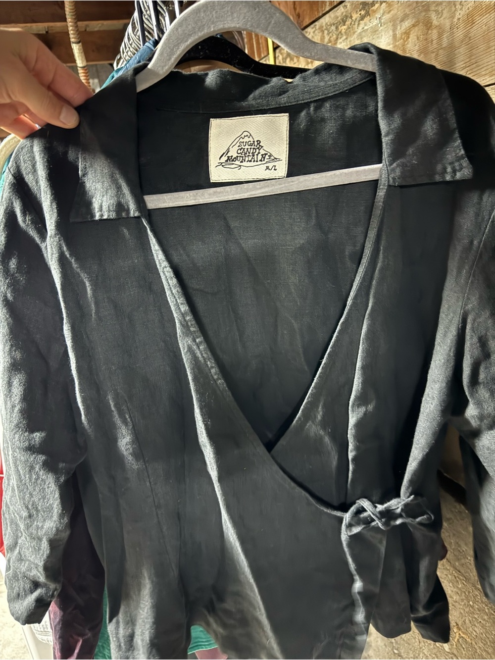Black Wrap Jacket - M/L linen